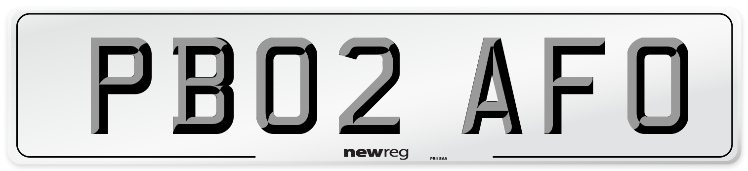 PB02 AFO Number Plate from New Reg